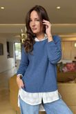 Made in Italy Conrad Body Skim Knit Jumper Denim Marl